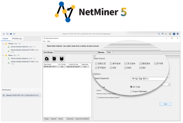 업데이트: NetMiner 5에서도 뉴스 수집/분석을 이어가세요. 썸네일